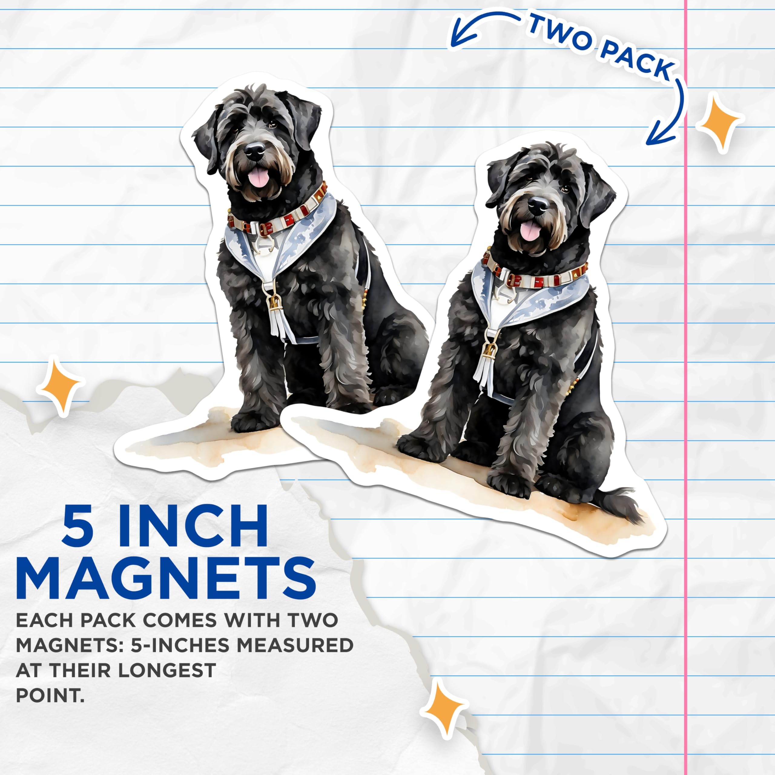 (2 Pack) Black Russian Terrier Magnets - Elegant Dog Art - Home Decor Refrigerator Magnets - 5" On Longest Side - Premium Magnet - for Cars, Refrigerators, Toolboxes, Lockers - Made in USA - MAG14028