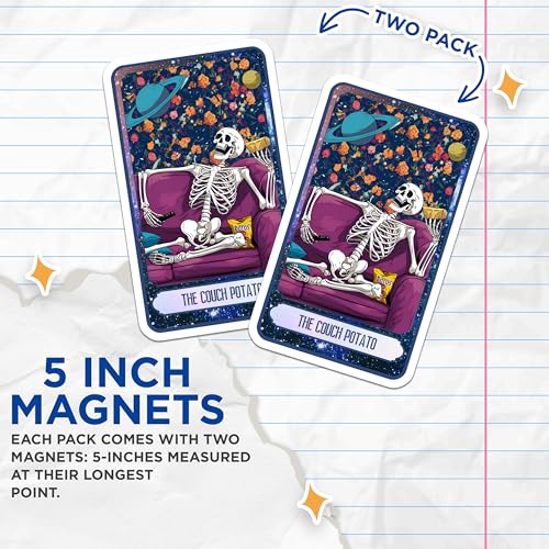 (2 Pack) Funny Skeleton Decor Magnet - Unique Home Decor - 5" On Longest Side - Sticks to Smooth Flat Surfaces - Made in USA - MAG9983