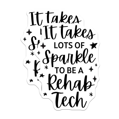 (2 Pack) Rehab Tech Sparkle Stickers - Motivational Inspirational Sticker Pack - Healthcare Professional Decals - 5" On Longest Side - Sticks to Smooth Flat Surfaces - Made in USA - BMCS5815