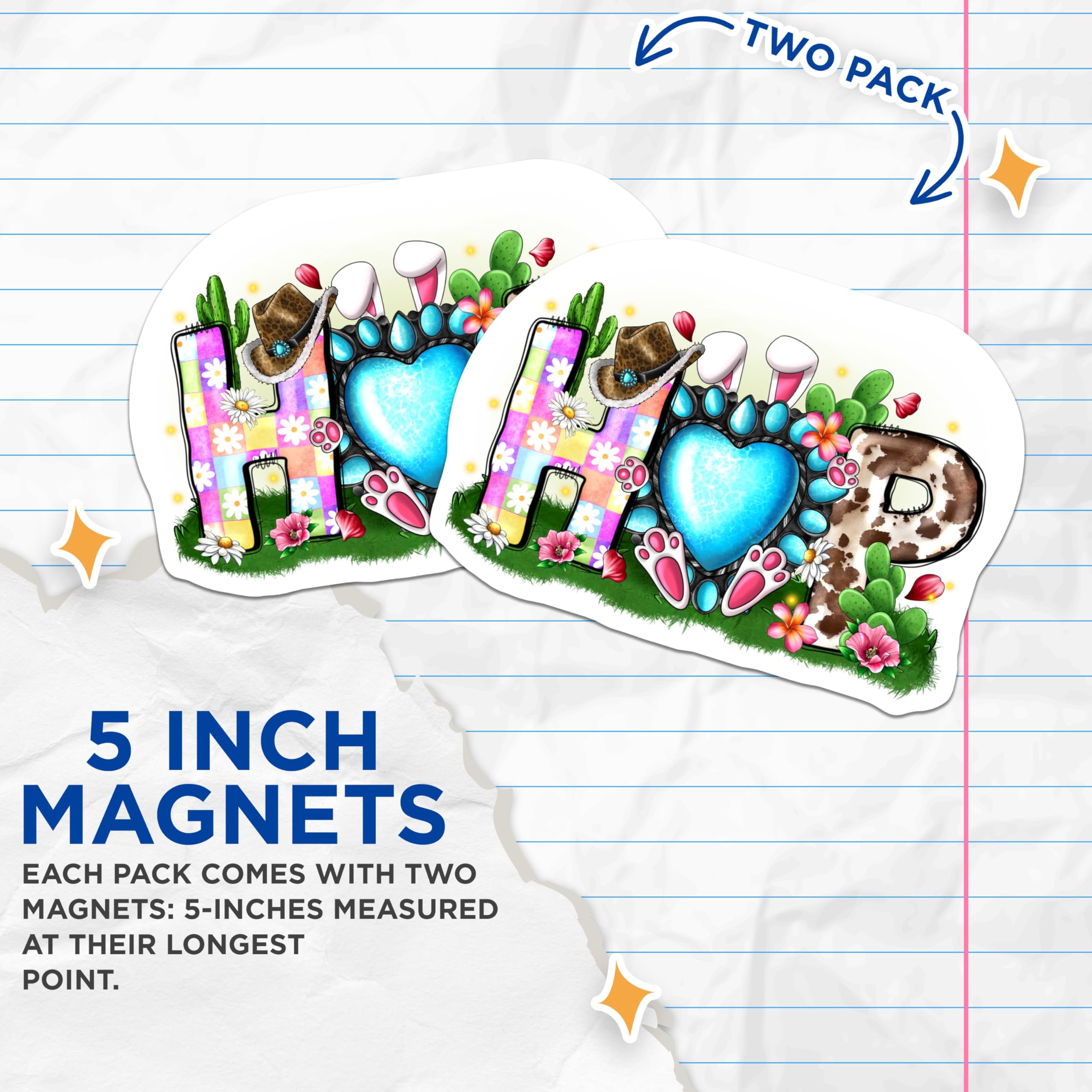 (2 Pack) Hippie Cowgirl Magnets - Eclectic Boho Style - Trendy Southwestern Fridge Decor - 5 Inches On Longest Side - Thick Durable Magnet - Made in USA - MAG26305