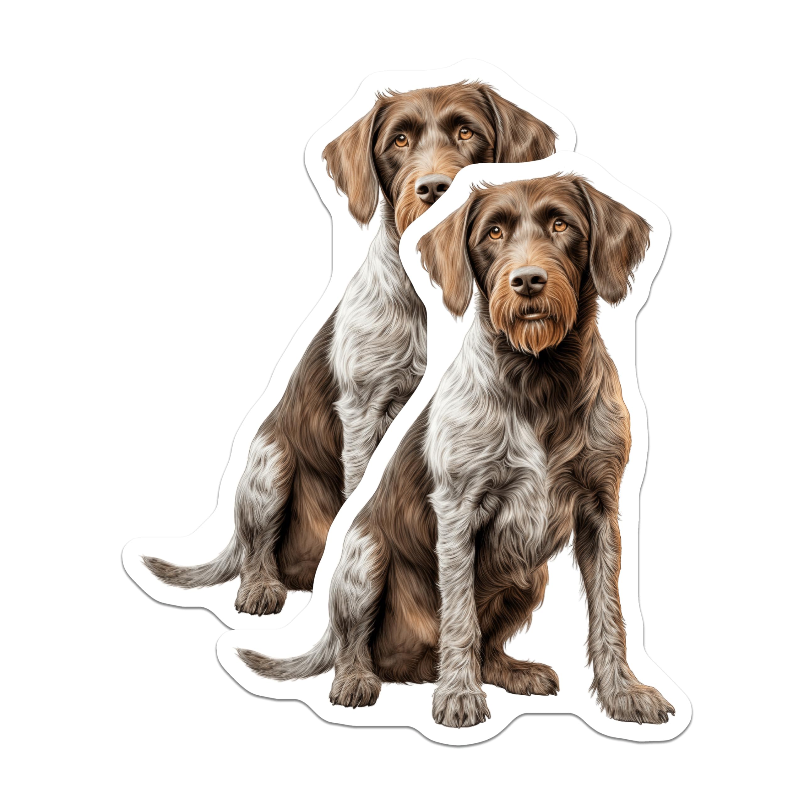 (2 Pack) German Wirehaired Pointer Magnets - Dog Breed Art - Animal Lover Home Decor - 5 Inches On Longest Side - Thick Durable Magnet - Made in USA - MAG24510