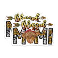 (2 Pack) Blessed Mimi Highland Cow Magnets - Sunflower Cow Print - Boho Arrows Grandma Decor - 5 Inches On Longest Side - Thick Durable Magnet - Made in USA - MAG24471