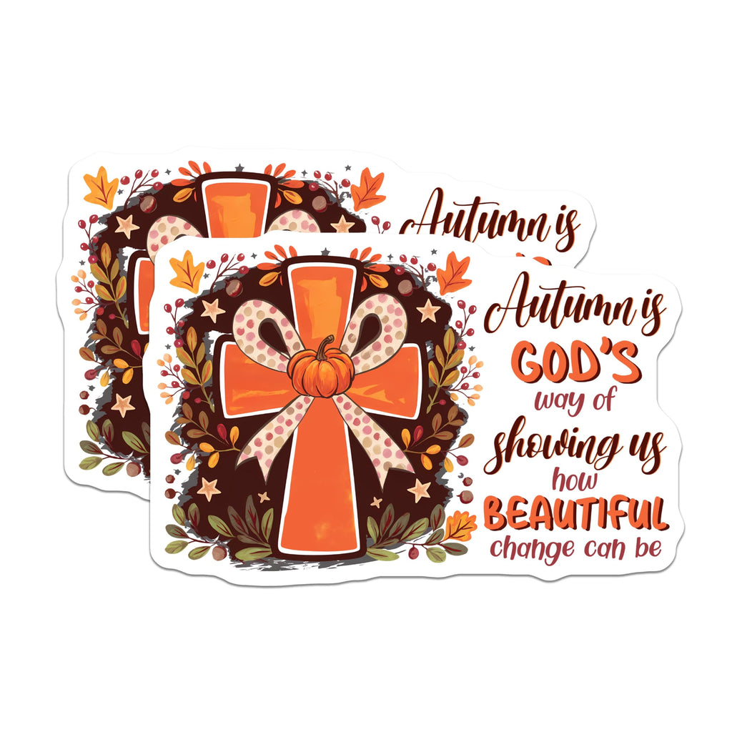 (2 Pack) Autumn Christian Magnets - Fall Religious Decor - Inspirational Quote Fridge Magnets - 5 Inches On Longest Side - Thick Durable Magnet - Made in USA - MAG26778
