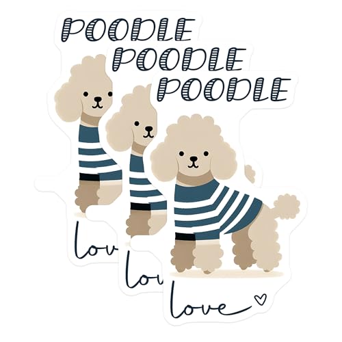 (3 Pack) Poodle Love Decals - Cute Dog Stickers - Laptop Decals - 3 Inches On Longest Side - Easy Peel & Apply - Made in USA - 3MCS6071