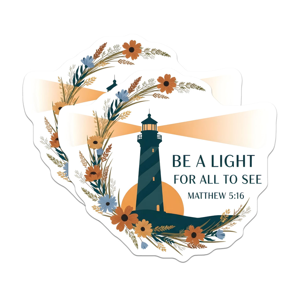 (2 Pack) Uplifting Lighthouse Art Magnets - Matthew 5:16 Be A Light Scripture - Christian Faith Floral Home Decor - 5 Inches On Longest Side - Thick Durable Magnet - Made in USA - MAG19406