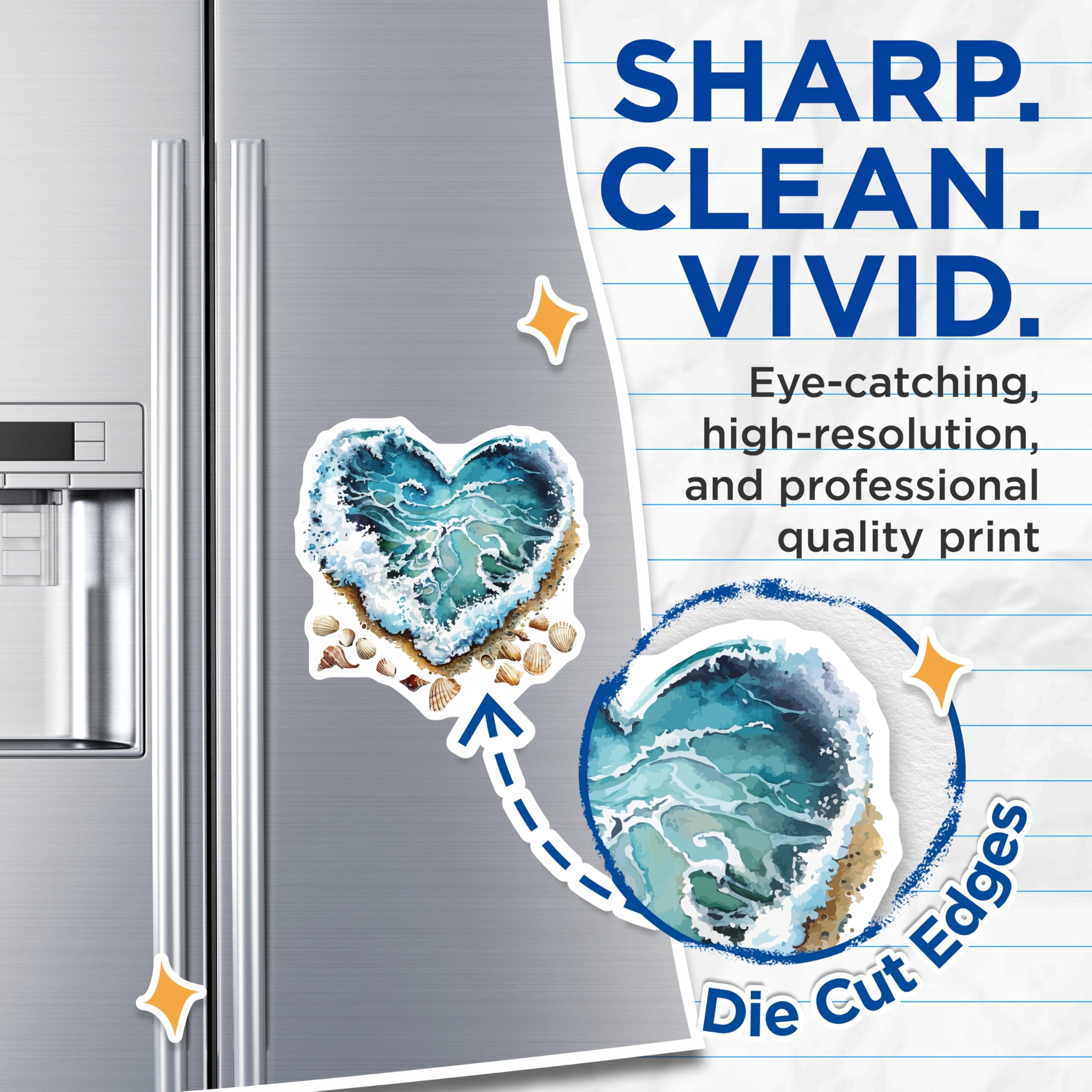 (2 Pack) Ocean Wave Heart Magnets - Coastal Beach Decor - Seashell Refrigerator Magnets - 5 Inches On Longest Side - Thick Durable Magnet - Made in USA - MAG19617