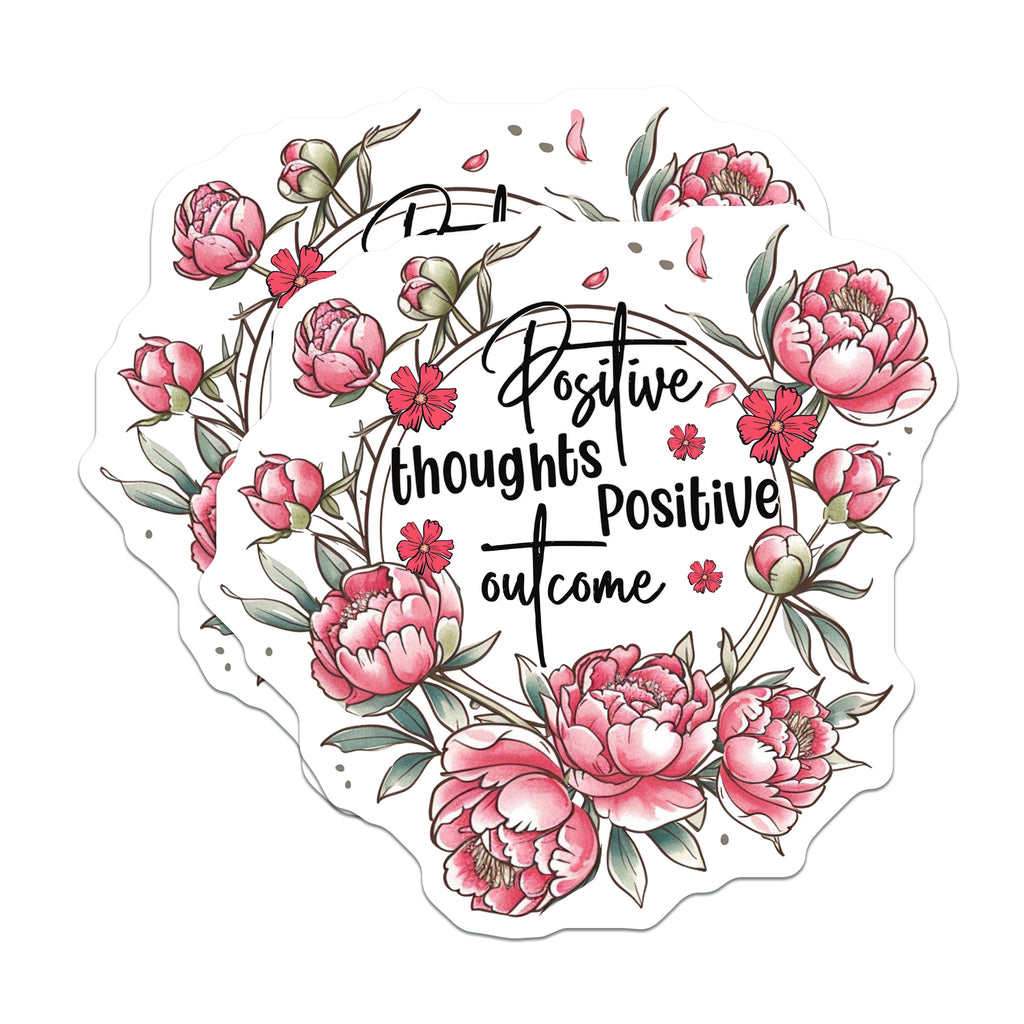 (2 Pack) Positive Thoughts Magnets - Motivational Quote - Floral Peony Design - Self Care Reminder Decor - 5 Inches On Longest Side - Thick Durable Magnet - Made in USA - MAG36189