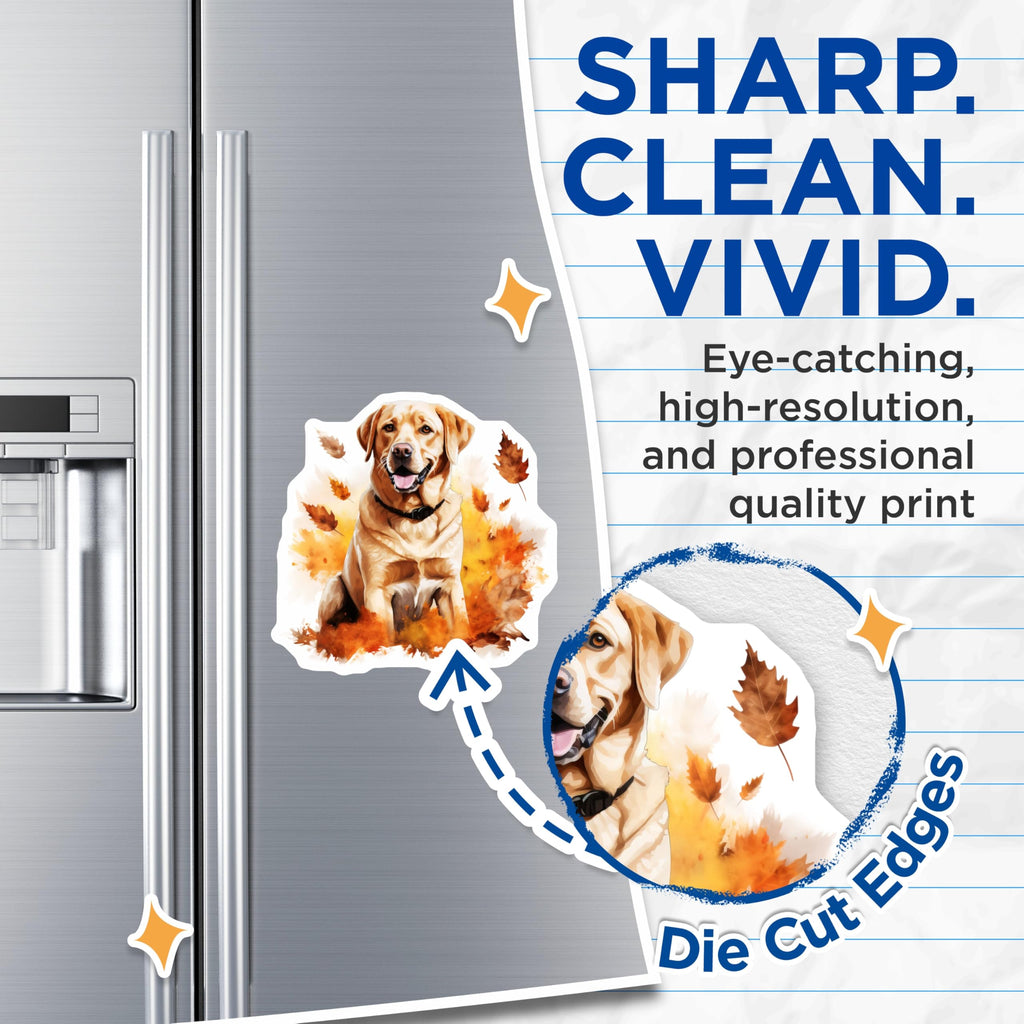 (2 Pack) Golden Labrador Magnets - Smiling Dog Fall Decor - Autumn Pet Lover Accent for Fridge - 5 Inches On Longest Side - Thick Durable Magnet - Made in USA - MAG28550