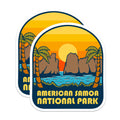 (2 Pack) American Samoa Magnets - National Park Souvenir - Retro Sunset Landscape - 5" On Longest Side - Premium Magnet - for Cars, Refrigerators, Toolboxes, Lockers - Made in USA - MAG18598