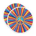(2 Pack) Colorful Peace Sign Stickers - Retro Hippie Sticker - Vibrant Peace Symbol Decal - 5" On Longest Side - Sticks to Smooth Flat Surfaces - Made in USA - BMCS8870