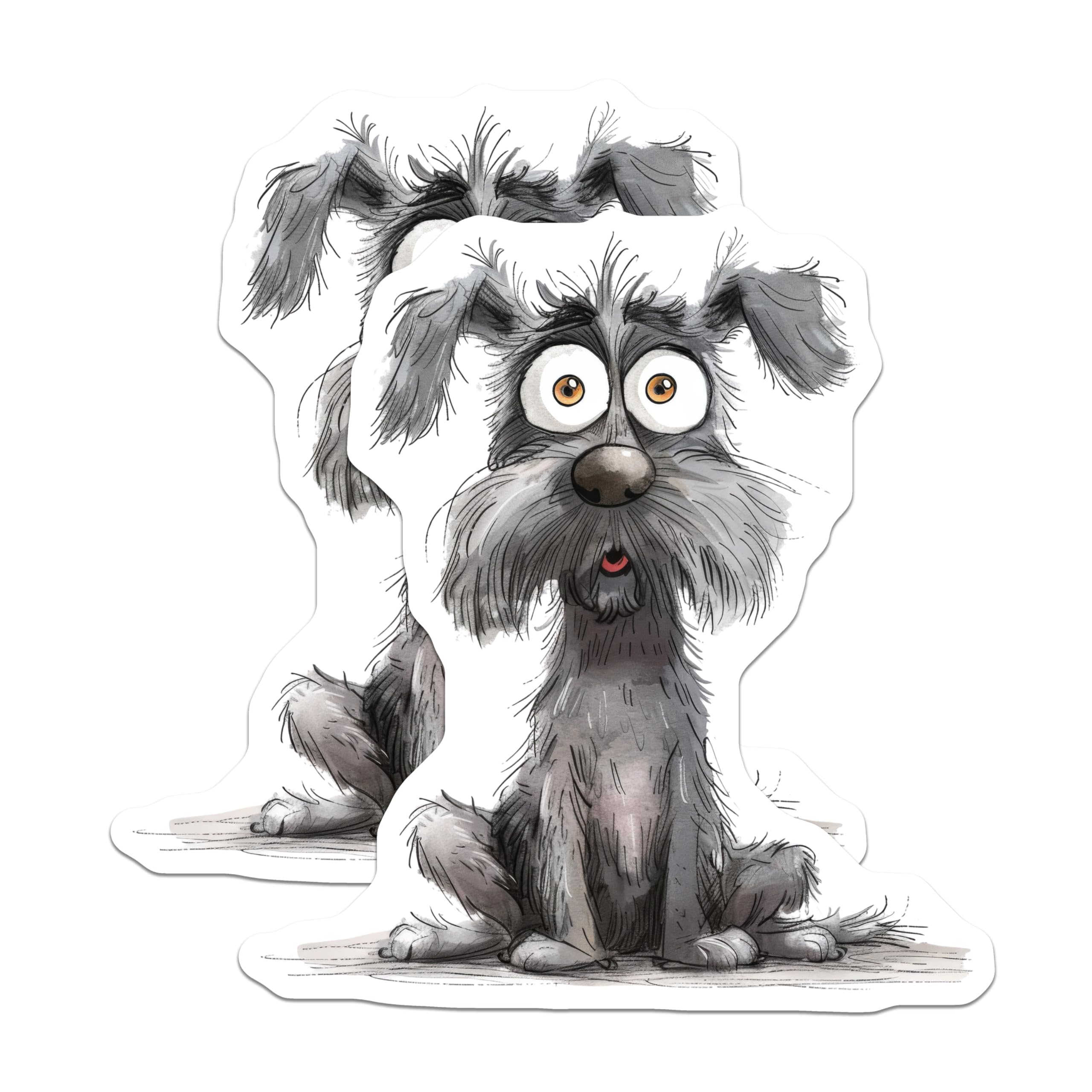 (2 Pack) Shaggy Dog Magnets - Wide Eyed Canine Art - Funny Pet Refrigerator Decor - 5 Inches On Longest Side - Thick Durable Magnet - Made in USA - MAG23656