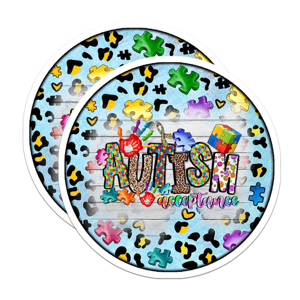 (2 Pack) Autism Acceptance Magnets - Colorful Puzzle Piece - Awareness Support - Special Education Advocacy - 5 Inches On Longest Side - Thick Durable Magnet - Made in USA - MAG29208