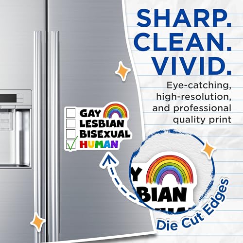 (2 Pack) Gay Lesbian Bisexual Human Magnets - LGBTQ+ Pride Decor - Equality Statement - 5" On Longest Side - for Cars, Fridges, Toolboxes - Made in USA - MAG8281