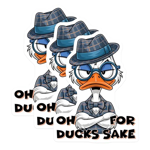 (3 Pack) Funny Duck Decals - Oh for Ducks Sake - Cartoon Duck Sticker - 3 Inches On Longest Side - Easy Peel & Apply - Made in USA - 3MCS8478