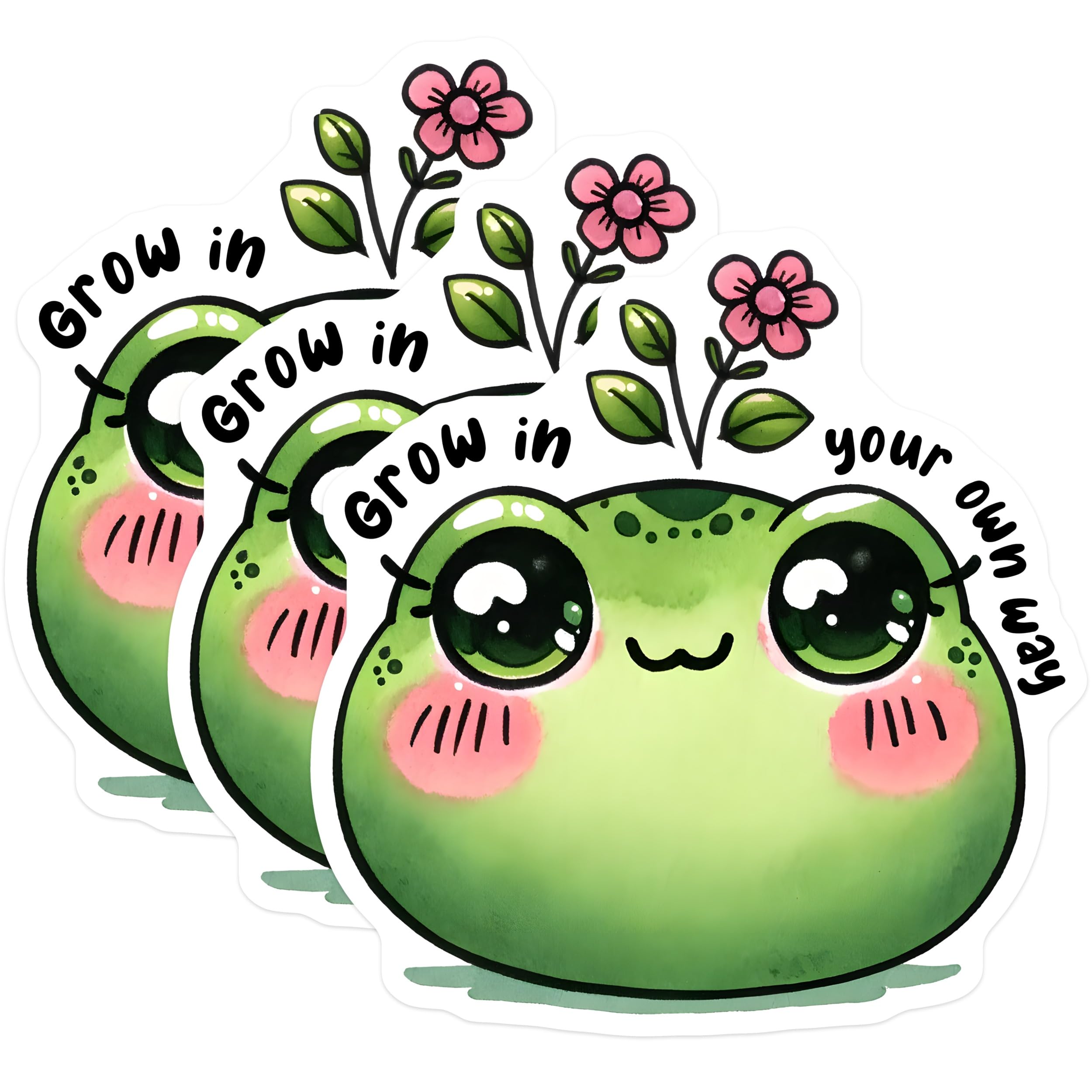 (3 Pack) Frog Decals - Grow in Your Own Way Decal - Cute Laptop Decals - 3 Inches On Longest Side - Easy Peel & Apply - Made in USA - 3MCS6284