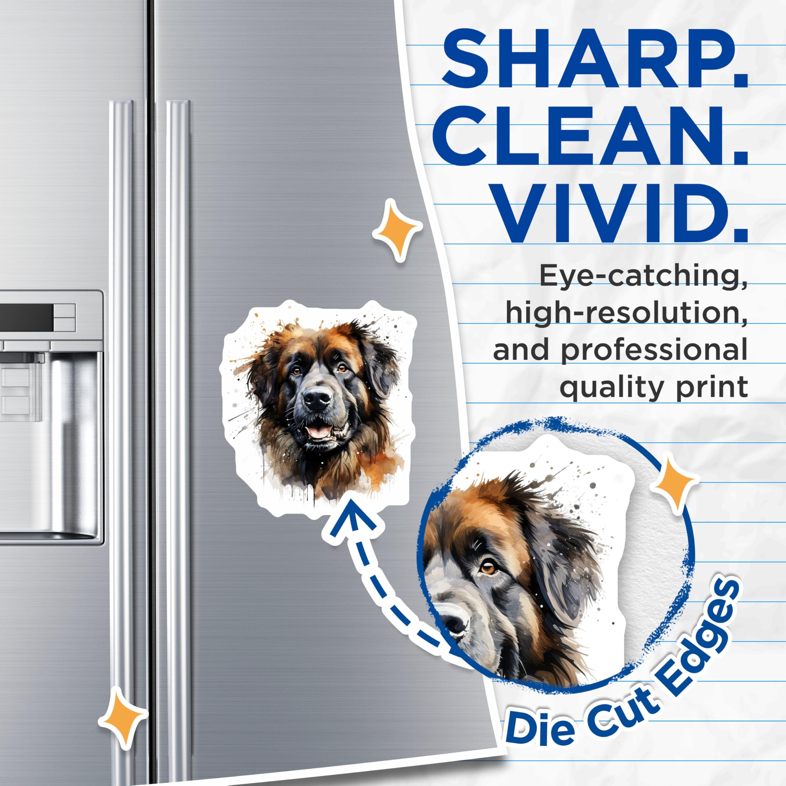 (2 Pack) Leonberger Dog Magnets - Watercolor Dog Art - Pet Lover Fridge Decor - 5 Inches On Longest Side - Thick Durable Magnet - Made in USA - MAG26476
