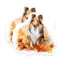 (2 Pack) Shetland Sheepdog Magnets - Autumn Leaves Dog Art - Sheltie Owner Decor - 5 Inches On Longest Side - Thick Durable Magnet - Made in USA - MAG30101