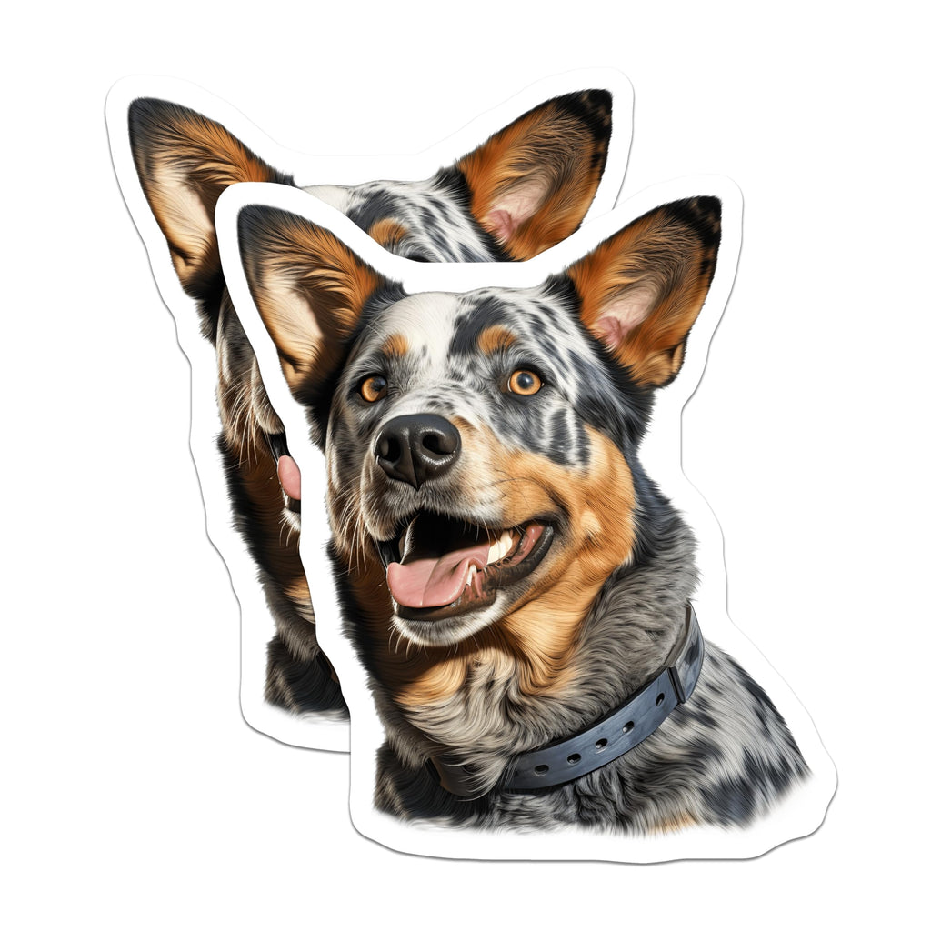 (2 Pack) Blue Heeler Dog Magnets - Australian Cattle Dog Art - Pet Lover Fridge Decor - Farm Ranch Gift - 5 Inches On Longest Side - Thick Durable Magnet - Made in USA - MAG30664