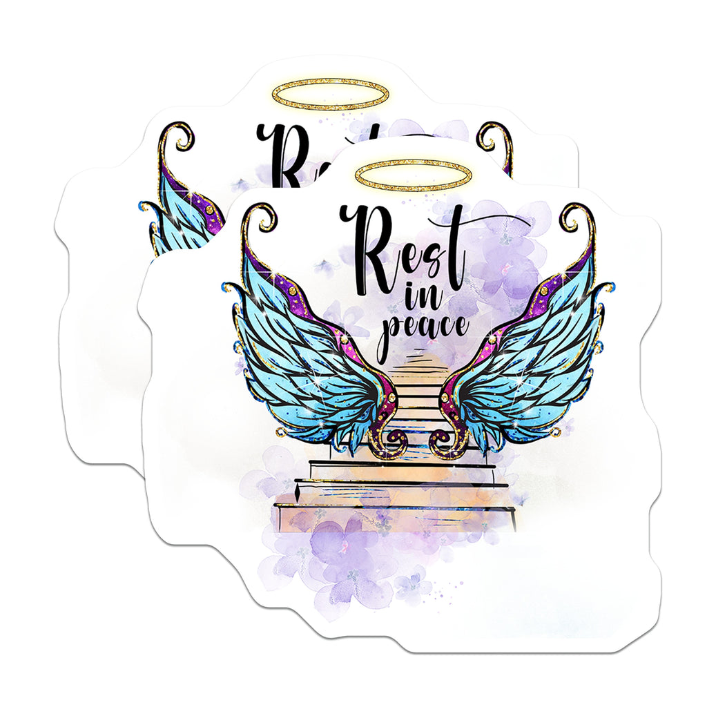 (2 Pack) Rest in Peace Angel Wing Magnets - Memorial Remembrance Decor - Sympathy Bereavement Comfort Keepsake - 5 Inches On Longest Side - Thick Durable Magnet - Made in USA - MAG36675