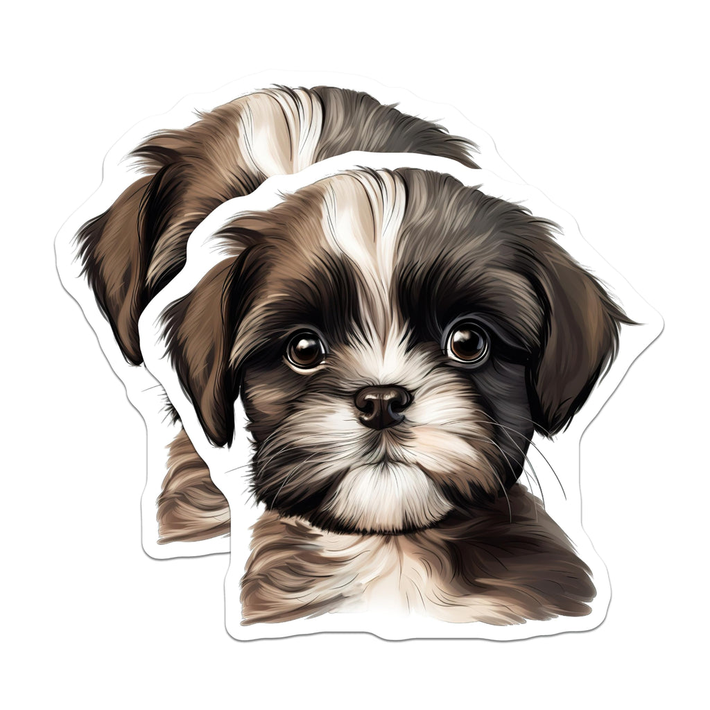 (2 Pack) Cute Shih Tzu Puppy Magnets - Adorable Dog Lover Decor - Pet Mom Fridge Decoration - 5 Inches On Longest Side - Thick Durable Magnet - Made in USA - MAG26682