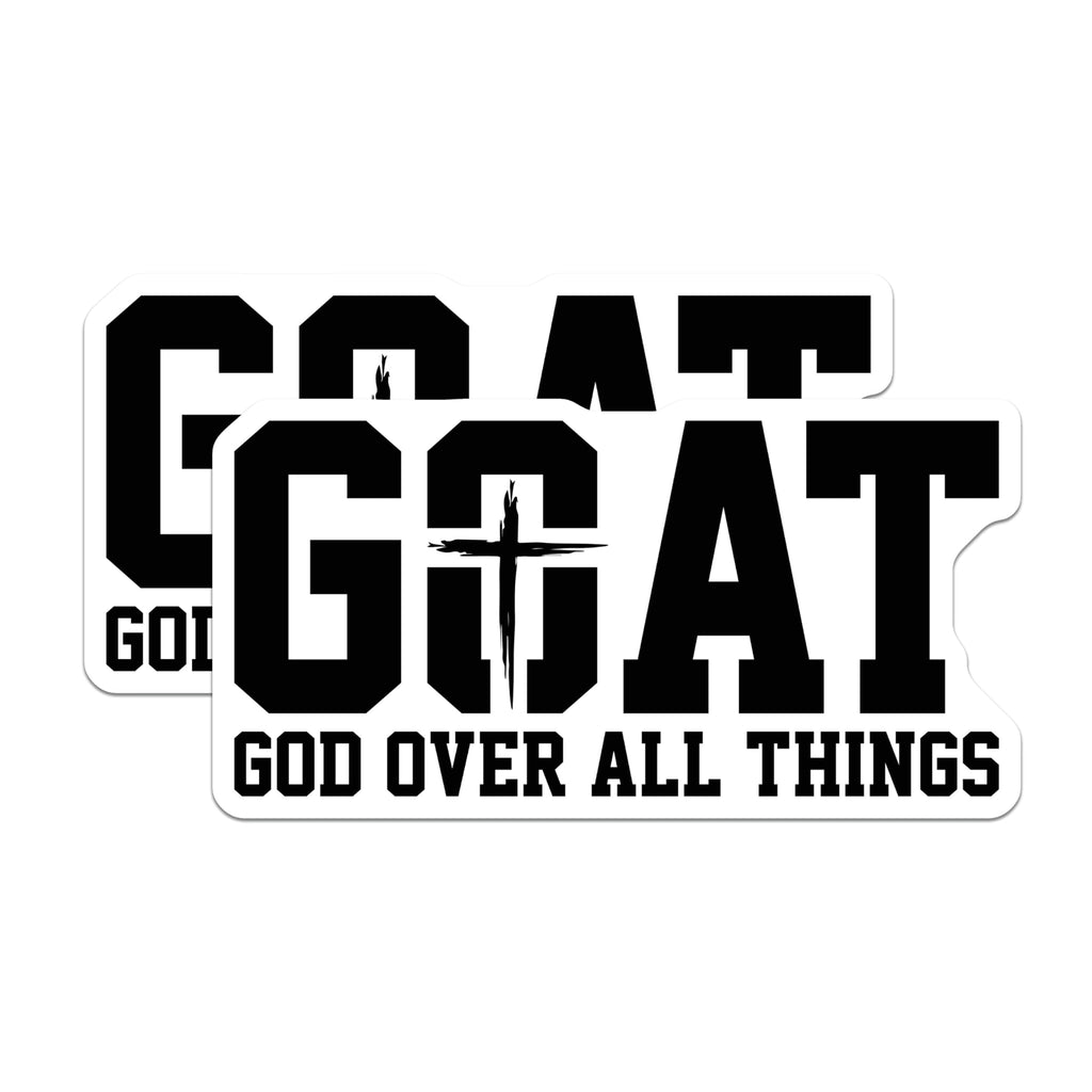 (2 Pack) Christian Goat Magnets - God Over All Things - Faith Statement Decor - 5 Inches On Longest Side - Thick Durable Magnet - Made in USA - MAG27835