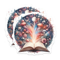 (2 Pack) Fantasy Book Magnets - Magical Forest Reader Art - Whimsical Mushroom Decor - 5 Inches On Longest Side - Thick Durable Magnet - Made in USA - MAG36643