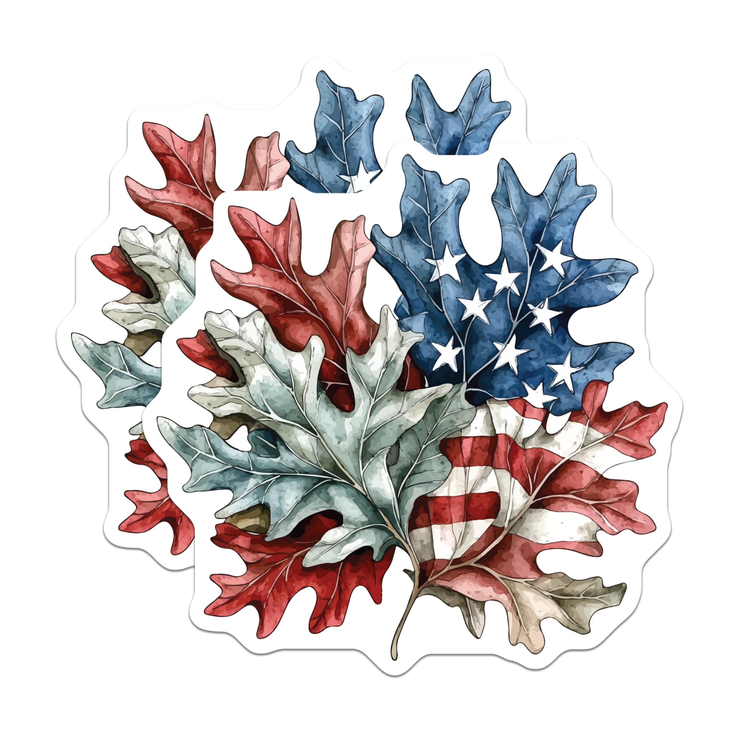 (2 Pack) American Flag Leaf Magnets - Patriotic Oak Foliage Decor - USA Pride Autumn Emblem - 5 Inches On Longest Side - Thick Durable Magnet - Made in USA - MAG19926