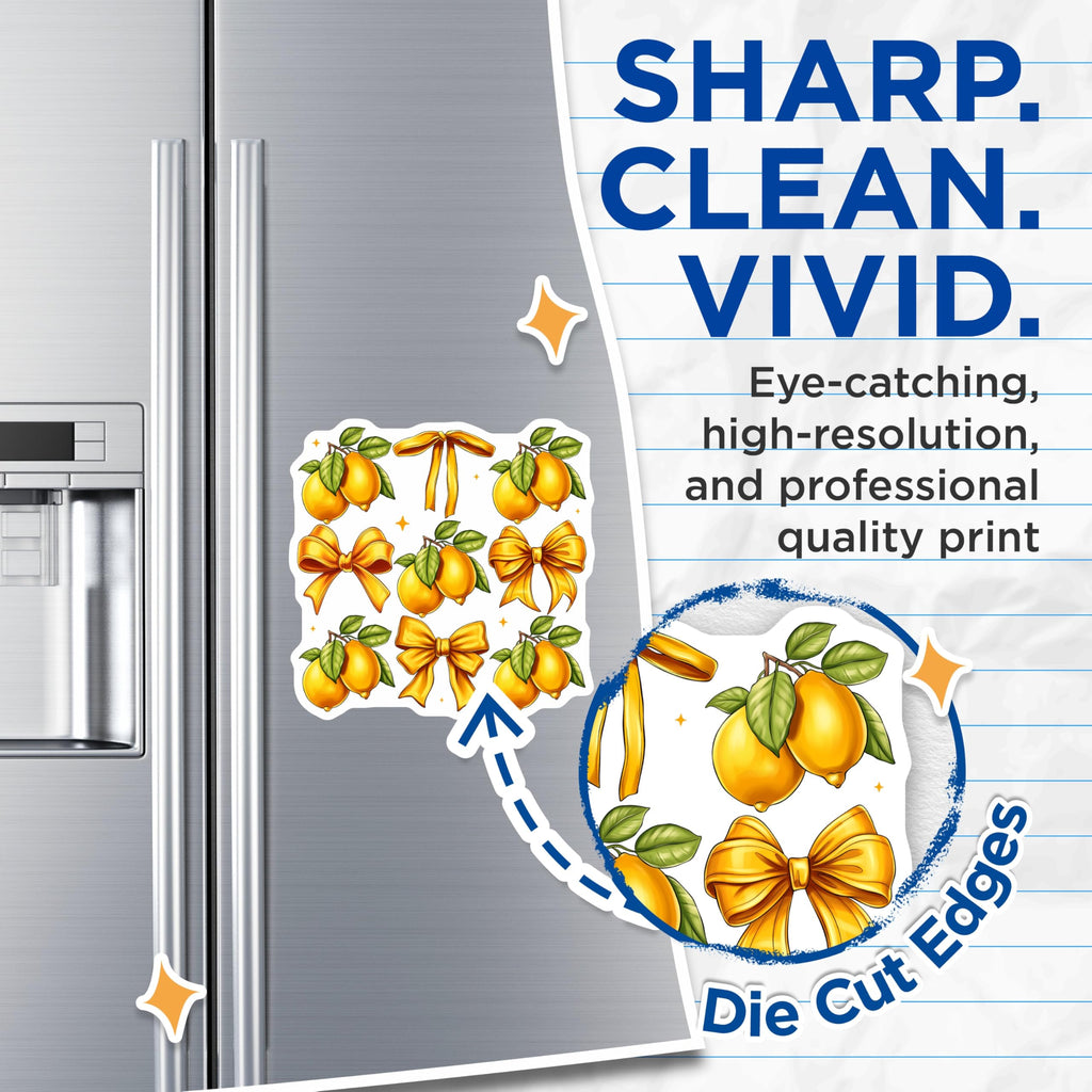 (2 Pack) Lemon Magnets with Bows - Citrus Kitchen Decor - Summer Fridge Accessory - Fruit Lover Item - 5 Inches On Longest Side - Thick Durable Magnet - Made in USA - MAG25731