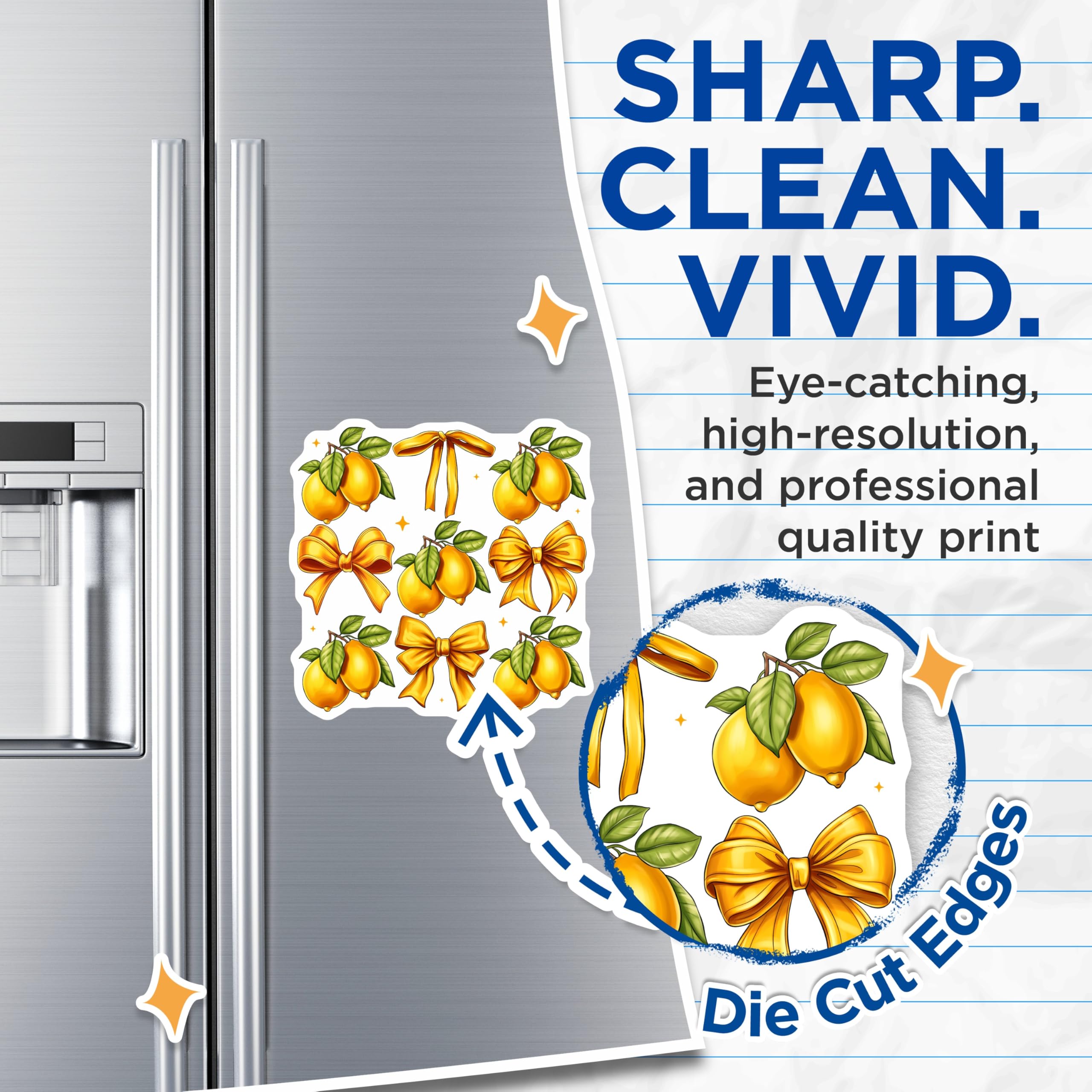 (2 Pack) Lemon Magnets with Bows - Citrus Kitchen Decor - Summer Fridge Accessory - Fruit Lover Item - 5 Inches On Longest Side - Thick Durable Magnet - Made in USA - MAG25731
