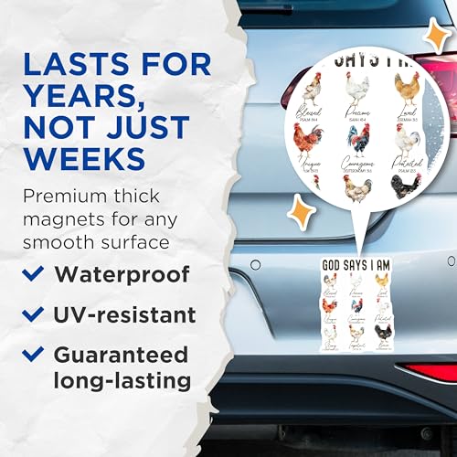 (2 Pack) God Says I Am Magnets - Inspirational Christian Magnets - Religious Refrigerator Magnets - 5" On Longest Side - for Cars, Refrigerators, Toolboxes, Lockers - Made in USA BMCS3477