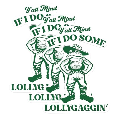 (3 Pack) Lollygaggin Decals - Funny Frog - Southern Saying - 3 Inches On Longest Side - Easy Peel & Apply - Made in USA - 3MCS1201