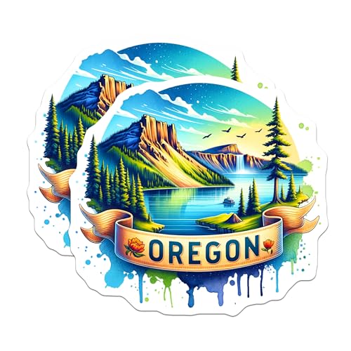 (2 Pack) Oregon Magnets - Scenic Nature Magnets - Travel Souvenir - Mountain Landscape - Waterfall Magnets - Home Decoration - 5" On Longest Side - for Cars, Fridges, Toolboxes - Made in USA - MAG6645