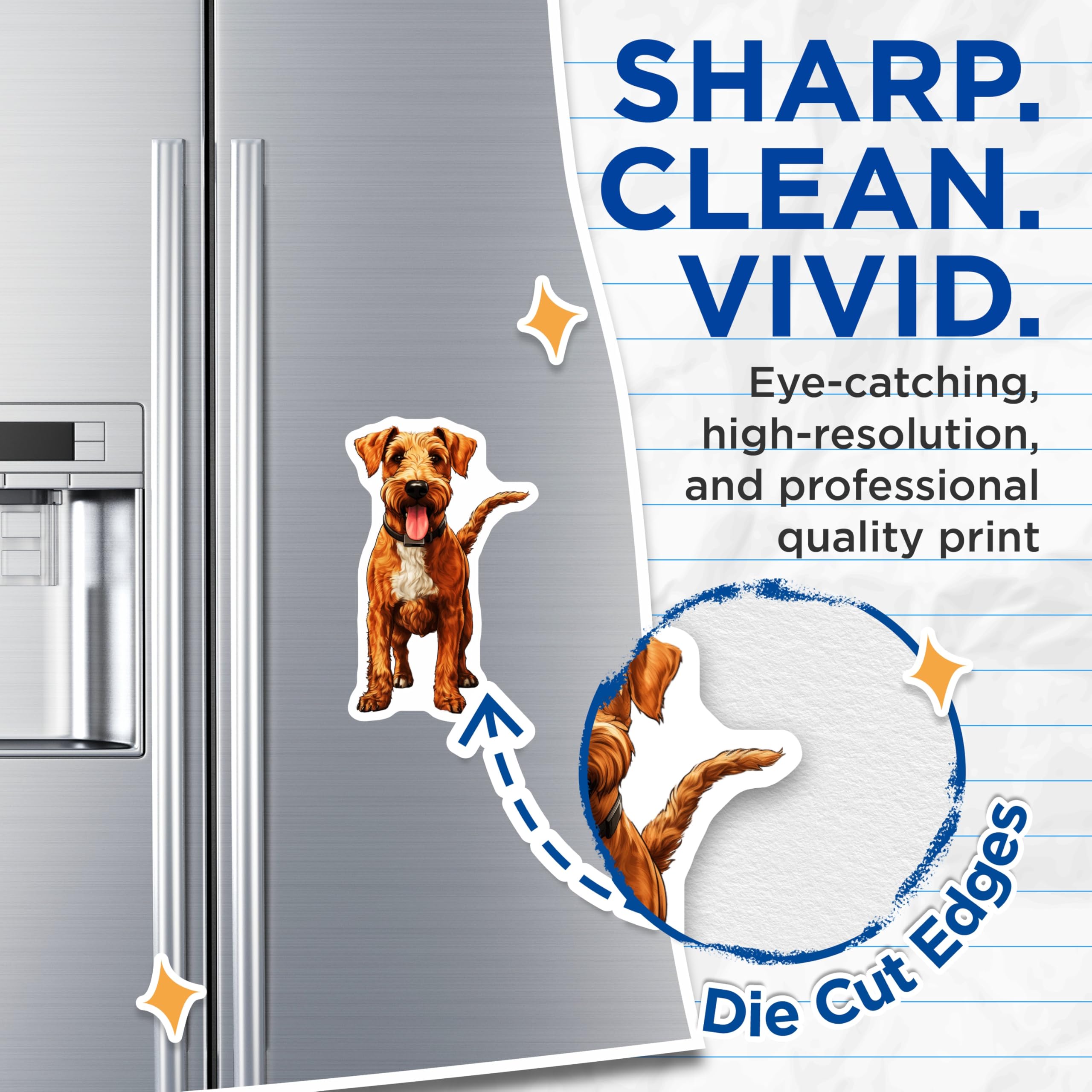 (2 Pack) Airedale Terrier Magnets - Wire Haired Dog Decor - Pet Parent Refrigerator Art - Animal Lover Accessories - 5 Inches On Longest Side - Thick Durable Magnet - Made in USA - MAG25629