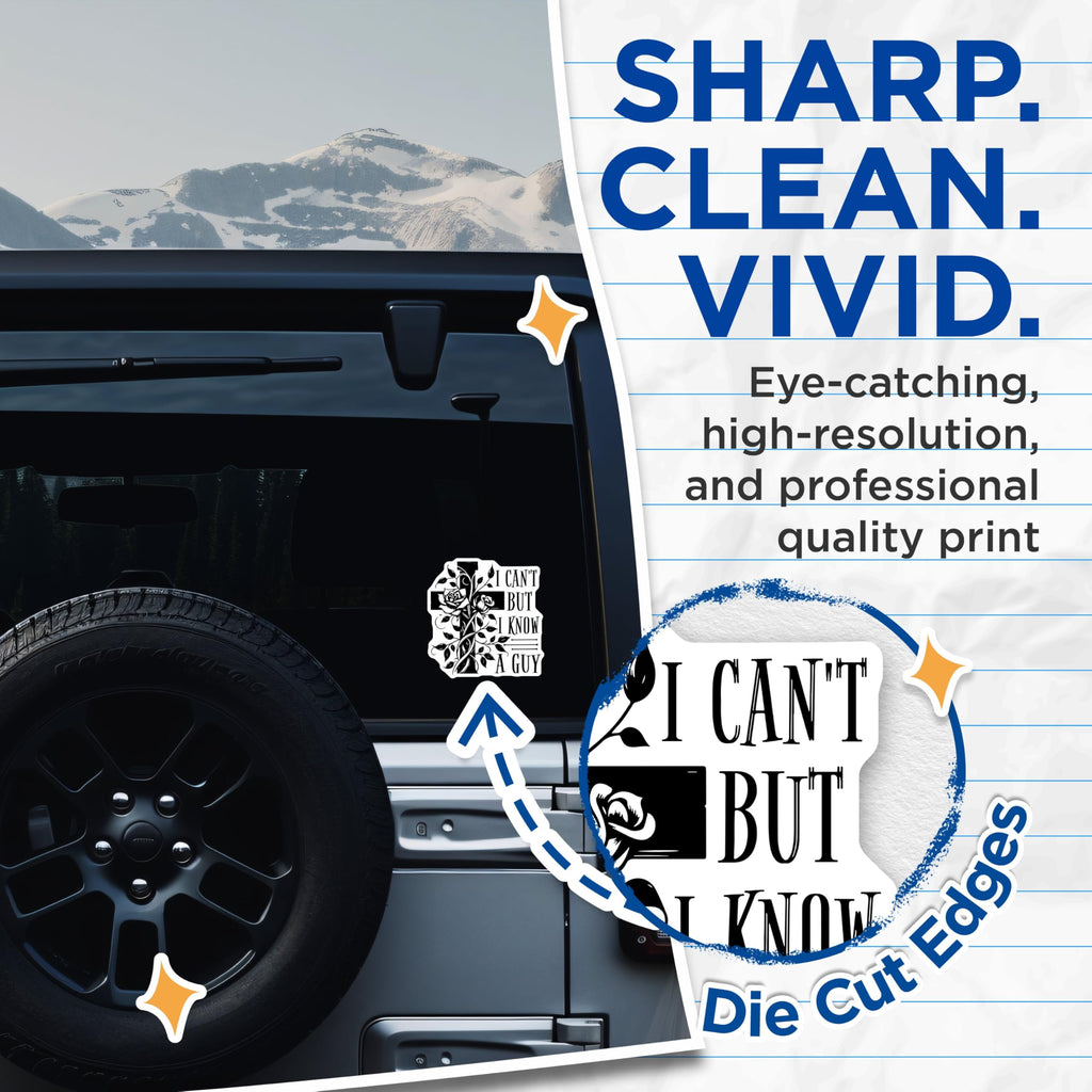 (2 Pack) I Can't But I Know A Guy Stickers - Christian Faith Stickers - Inspirational Religious Stickers - 5" On Longest Side - Sticks to Any Smooth Flat Surface - Made in USA - BMCS3415
