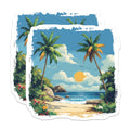 (2 Pack) Tropical Beach Paradise Magnets - Ocean Waves Palm Trees Sunset - Scenic Coastal Summer Aesthetic - 5 Inches On Longest Side - Thick Durable Magnet - Made in USA - MAG24559
