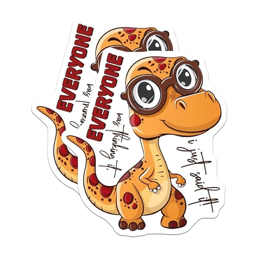 (2 Pack) Cute Dinosaur Stickers - Funny Cartoon Dino Stickers - Kids Animal Stickers for Notebooks and Scrapbooking - 5" On Longest Side - Sticks to Smooth Flat Surfaces - Made in USA - BMCS4372