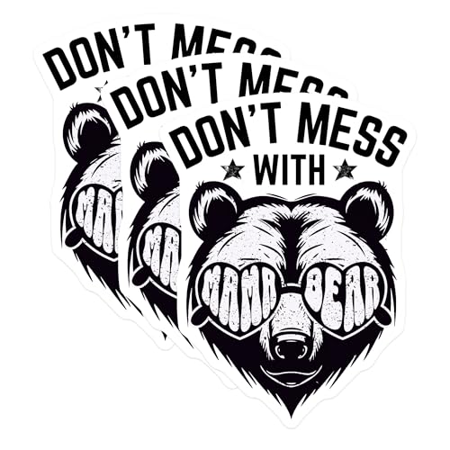 (3 Pack) Mama Bear Decals - Funny Bear Mom - Laptop Decals - 3 Inches On Longest Side - Easy Peel & Apply - Made in USA - 3MCS2222