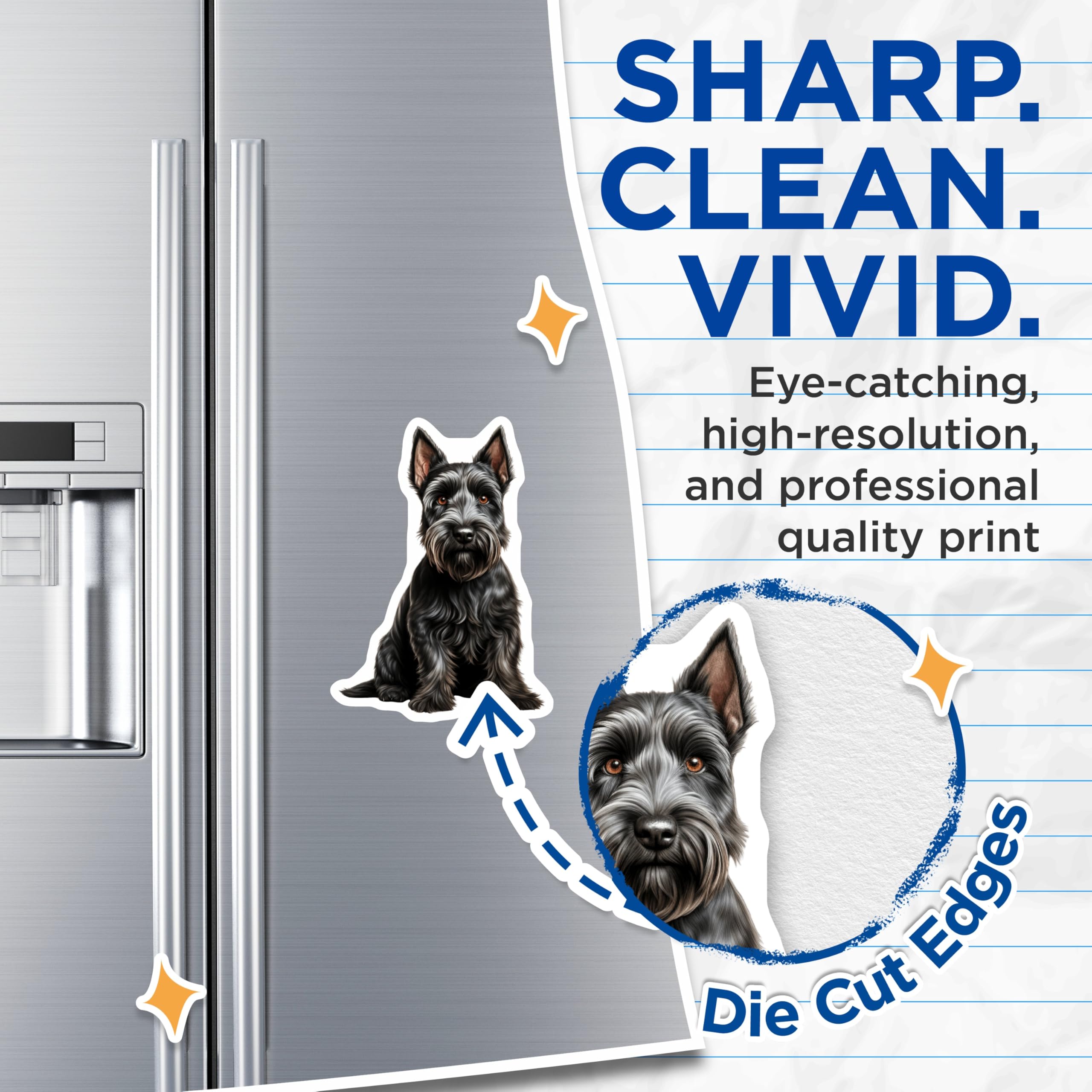 (2 Pack) Scottish Terrier Magnets - Scottie Dog Fridge Decor - Dog Lover Pet Art - 5 Inches On Longest Side - Thick Durable Magnet - Made in USA - MAG29053