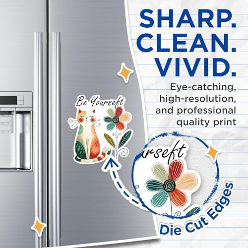 (2 Pack) Cat Art Magnets - Inspirational Cat Magnets - Whimsical Cat Flower Magnets- 5" On Longest Side - for Fridges, Toolboxes, Cars - Made in USA - MAG2789