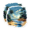 (2 Pack) Tropical Beach Magnets - Ocean Scene Palm Tree - Vacation Souvenir Sunny Seascape - 5 Inches On Longest Side - Thick Durable Magnet - Made in USA - MAG26465