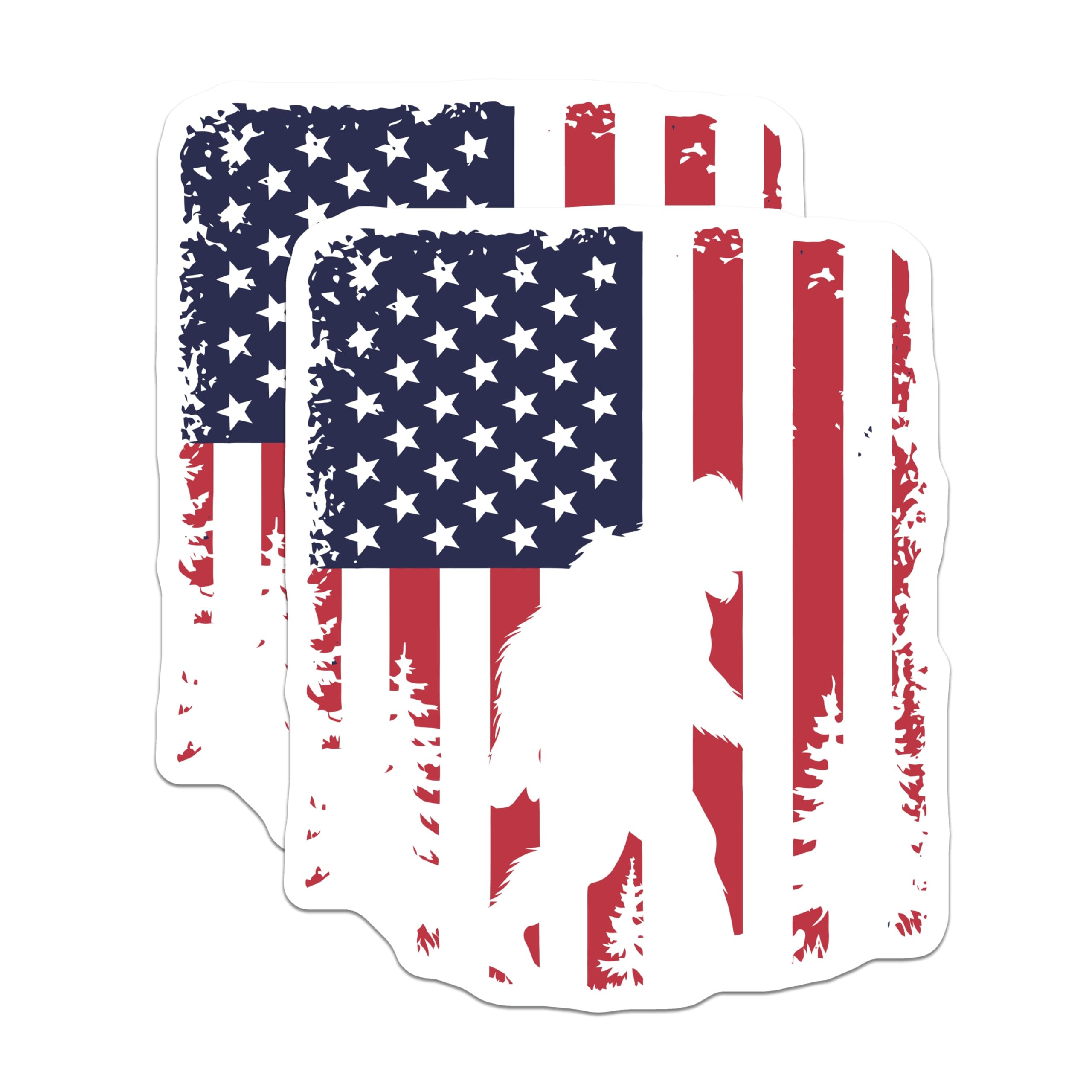 (2 Pack) Bigfoot American Flag Magnets - Sasquatch USA Cryptid - Patriotic Wilderness Folklore Decor - 5 Inches On Longest Side - Thick Durable Magnet - Made in USA - MAG21061