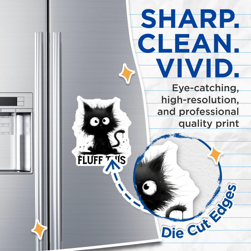 (2 Pack) Black Cat Magnets - Fluffy Cat - Funny Magnet Refrigerator - 5" On Longest Side - Premium Magnet - for Cars, Refrigerators, Toolboxes, Lockers - Made in USA - MAG14747