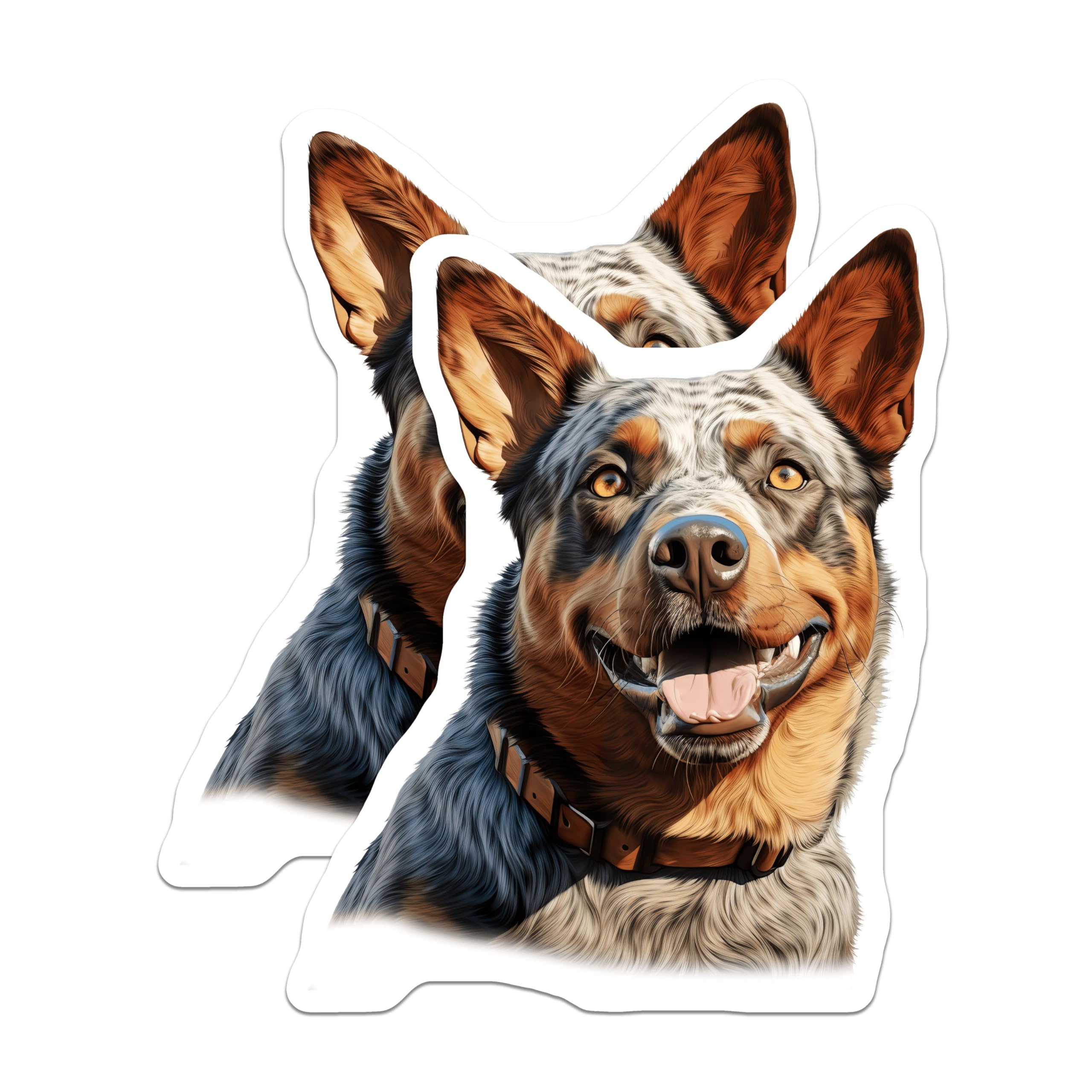 (2 Pack) Blue Heeler Dog Magnets - Smiling Australian Cattle Dog Art - Happy Pet Lover Decor - 5 Inches On Longest Side - Thick Durable Magnet - Made in USA - MAG30688