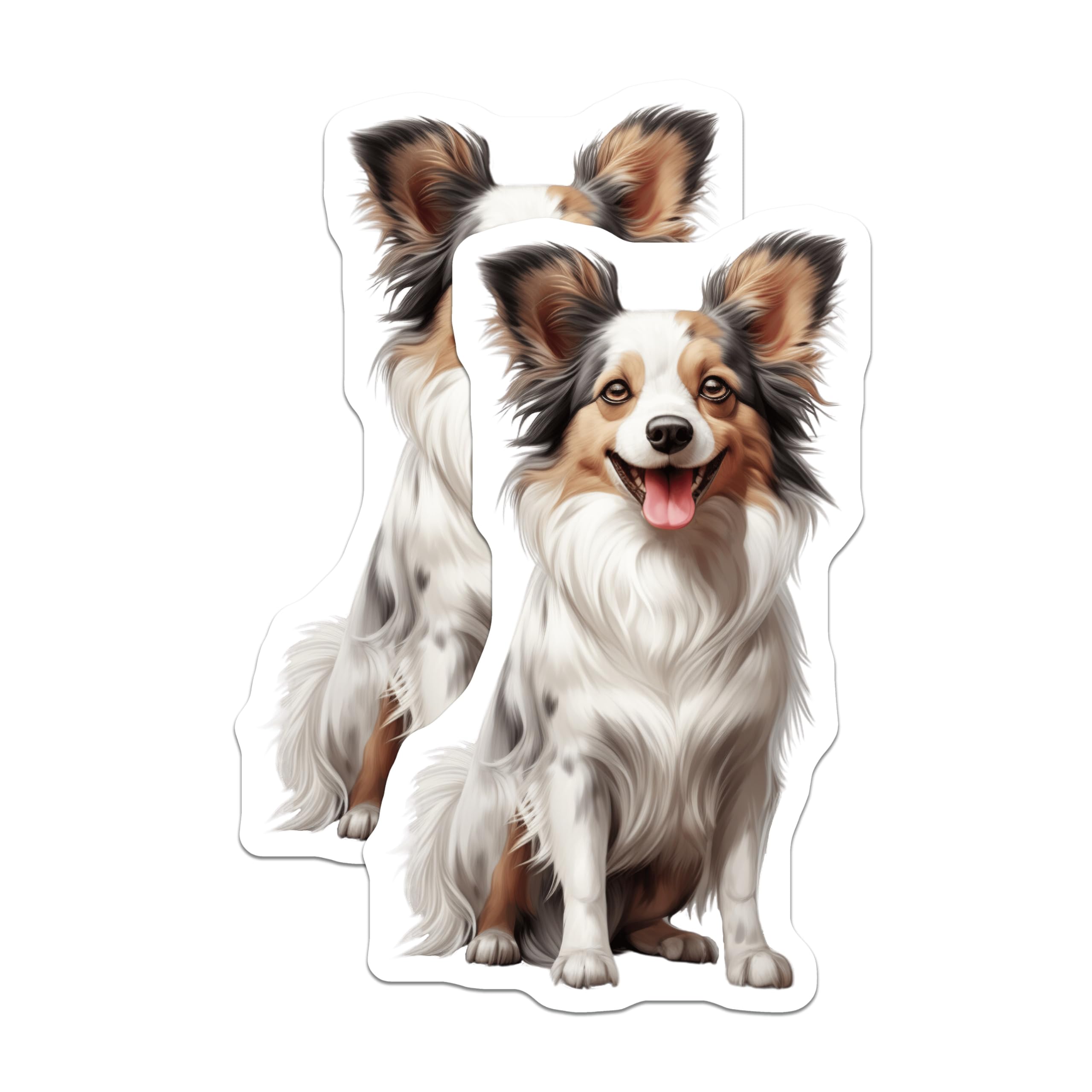 (2 Pack) Fluffy Dog Magnets - Happy Australian Shepherd Collie - Pet Lover Home Decor - 5 Inches On Longest Side - Thick Durable Magnet - Made in USA - MAG30327