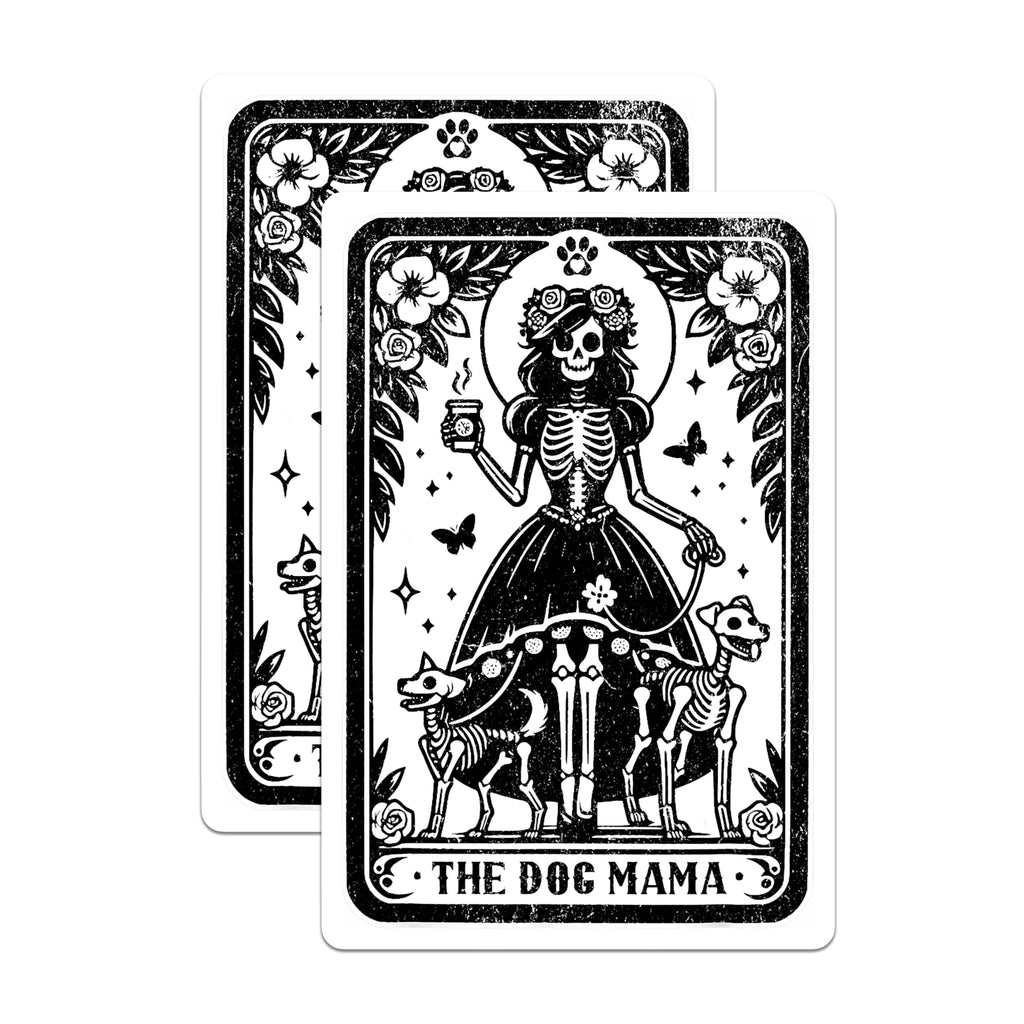 (2 Pack) Dog Mama Skeleton Magnets - Goth Pet Lover Art - Witchy Coffee Decor - 5 Inches On Longest Side - Thick Durable Magnet - Made in USA - MAG29891