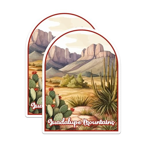 (2 Pack) Guadalupe Mountains National Park Bumper Magnet - US National Park - Choose from 63 Parks - 5" On Longest Side - Decal for Car Bumper, Laptop, Water Bottle, Wall, and Window - MAG1522