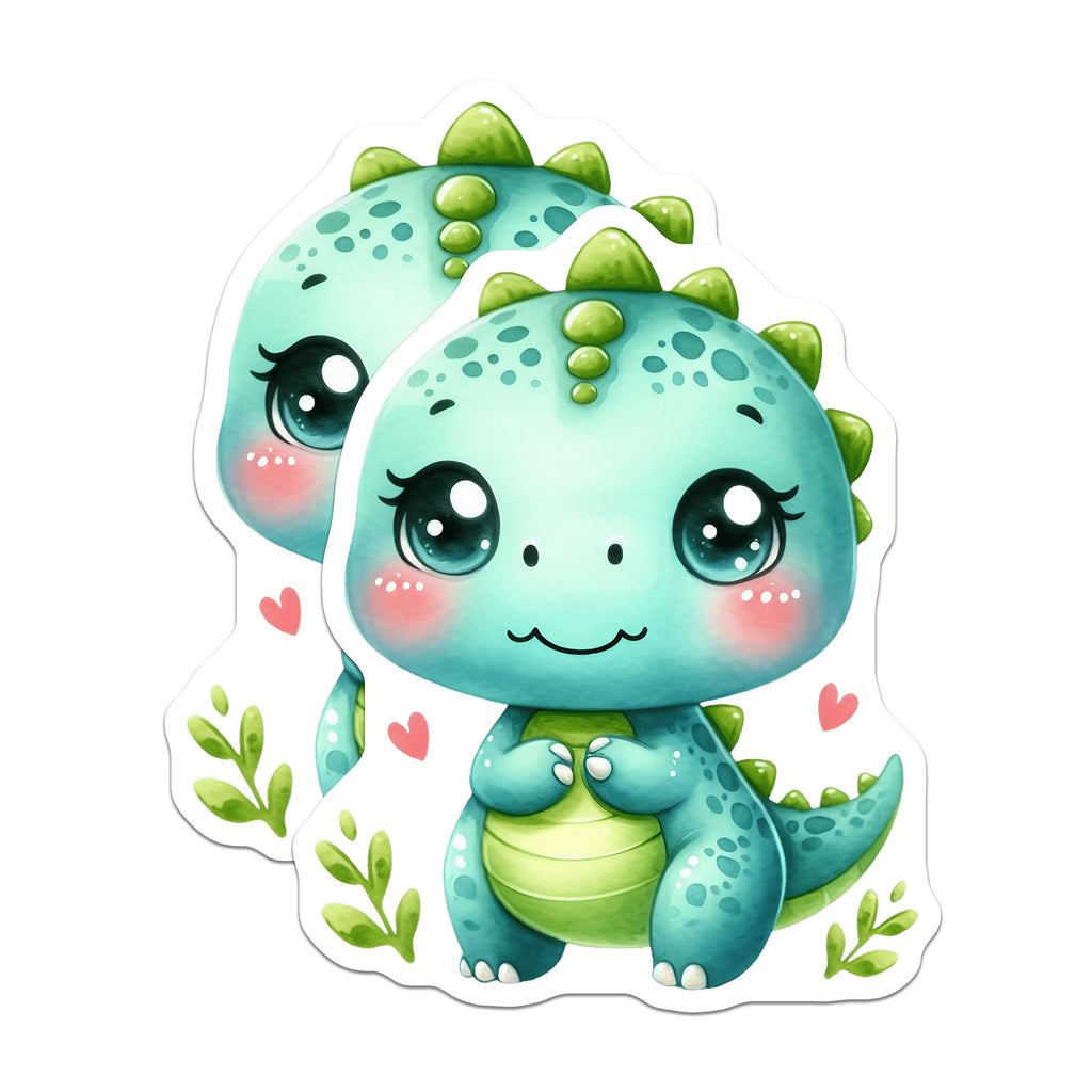 (2 Pack) Cute Dinosaur Magnets - Kawaii Dino Decor - Baby Room Nursery Art - 5 Inches On Longest Side - Thick Durable Magnet - Made in USA - MAG39367