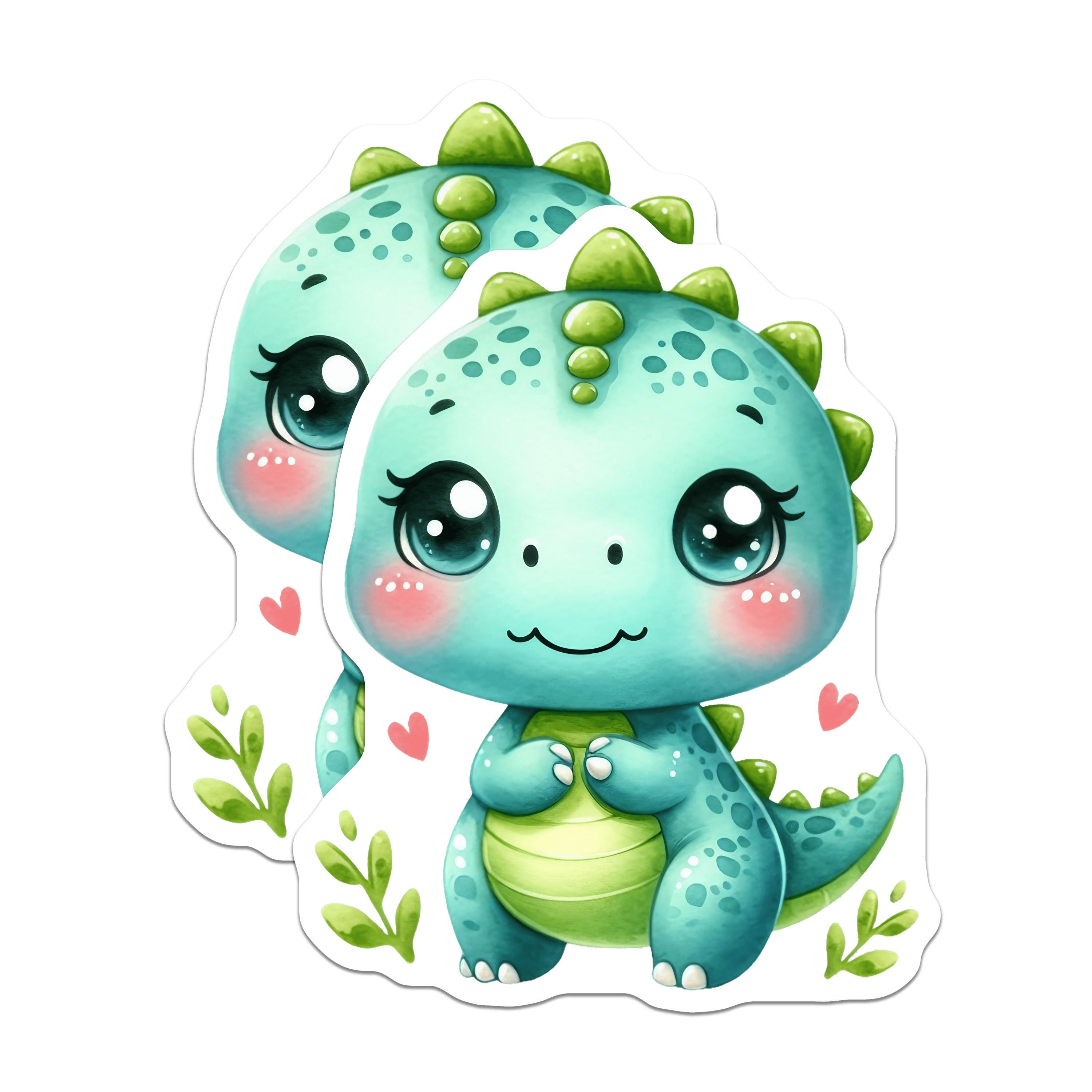 (2 Pack) Cute Dinosaur Magnets - Kawaii Dino Decor - Baby Room Nursery Art - 5 Inches On Longest Side - Thick Durable Magnet - Made in USA - MAG39367