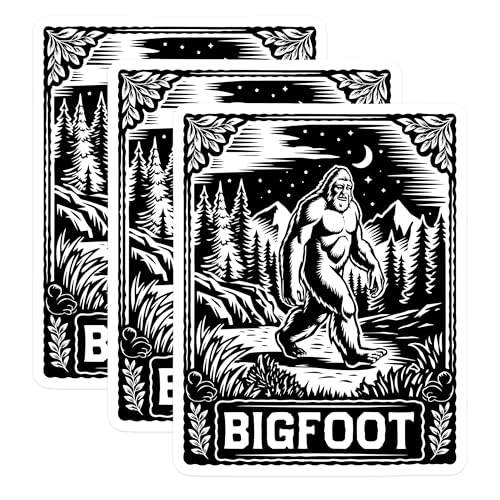 (3 Pack) Bigfoot Decals - Sasquatch Stickers - Cryptid Creature Decals - 3 Inches On Longest Side - Easy Peel & Apply - Made in USA - 3MCS4066