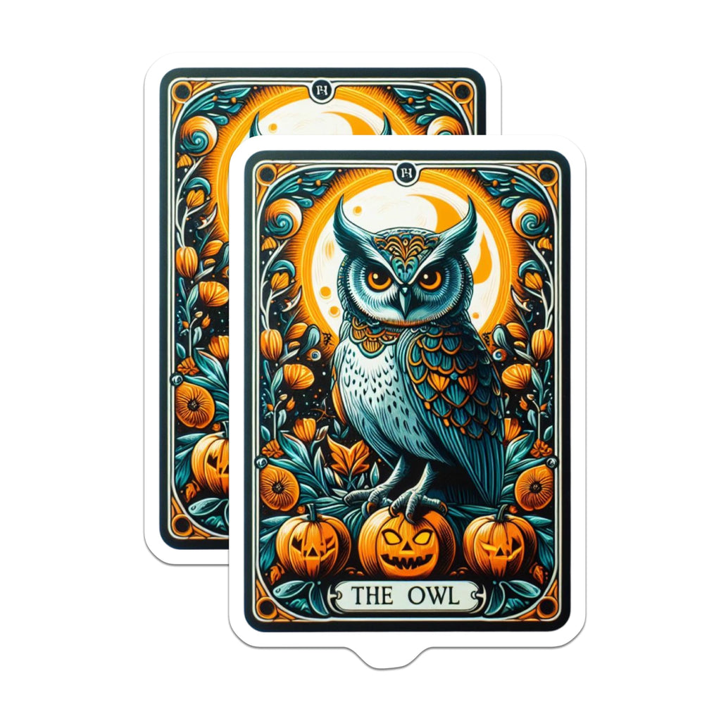 (2 Pack) Halloween Owl Magnets - Spooky Tarot Card Art - Pumpkin Fall Decor - Witchy Kitchen Fridge Magnets - 5 Inches On Longest Side - Thick Durable Magnet - Made in USA - MAG22641